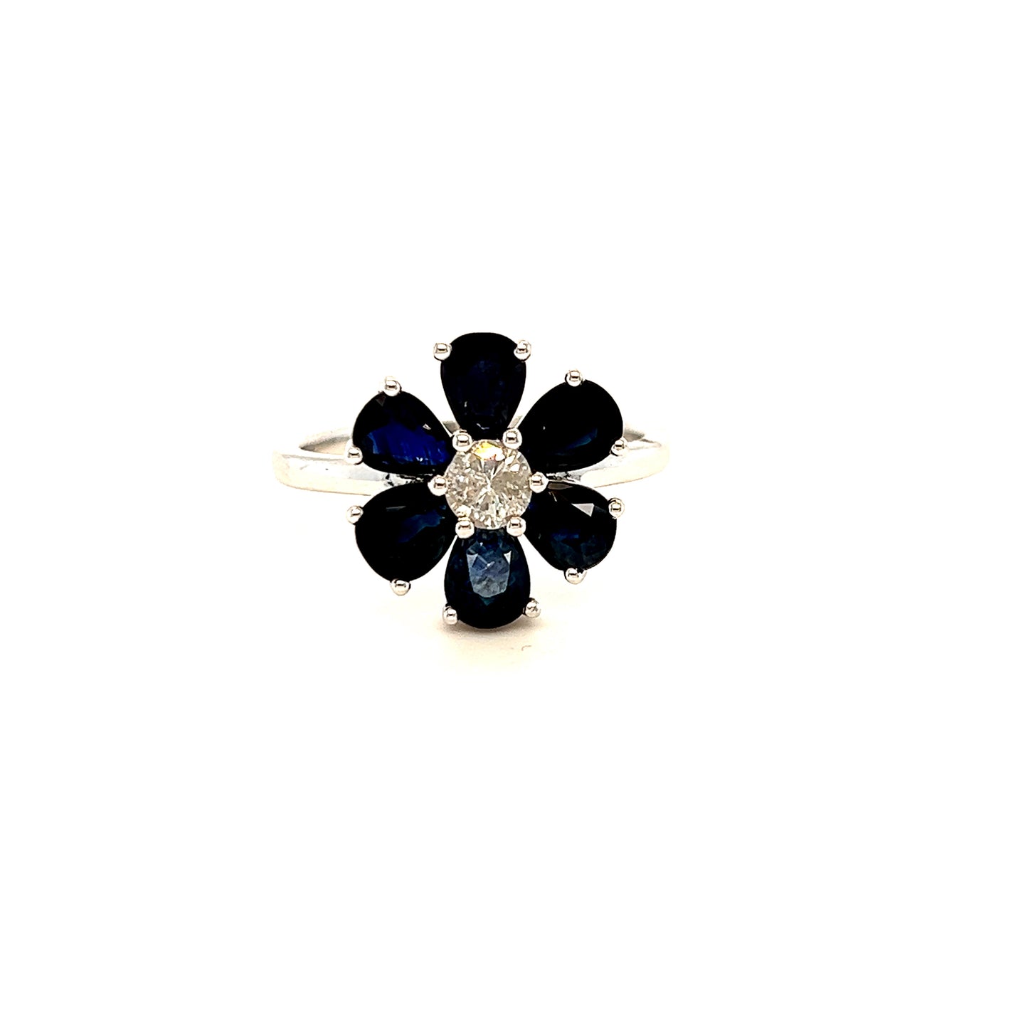 Sapphire flower diamond ring
