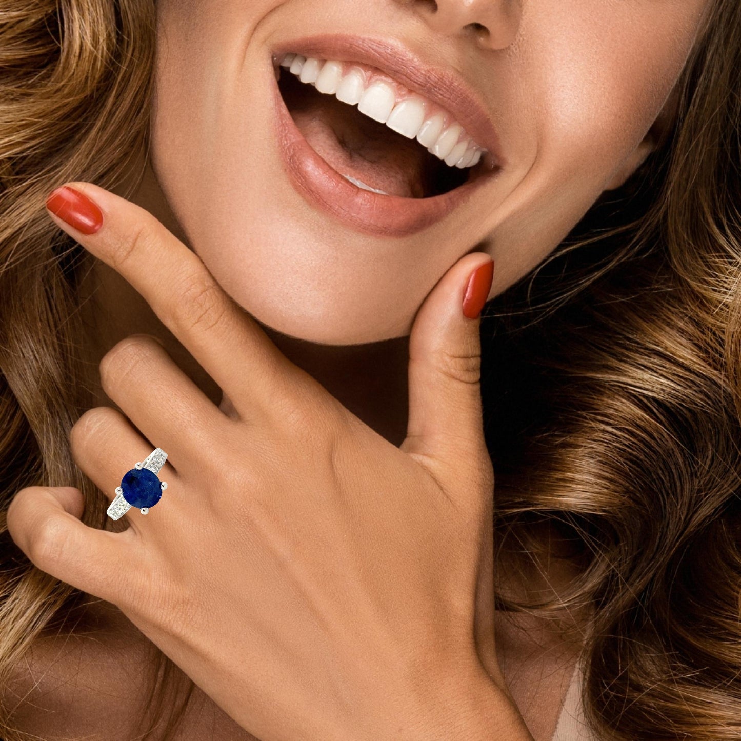 Natural Round Royal Blue Sapphire Solitaire Ring in White Gold