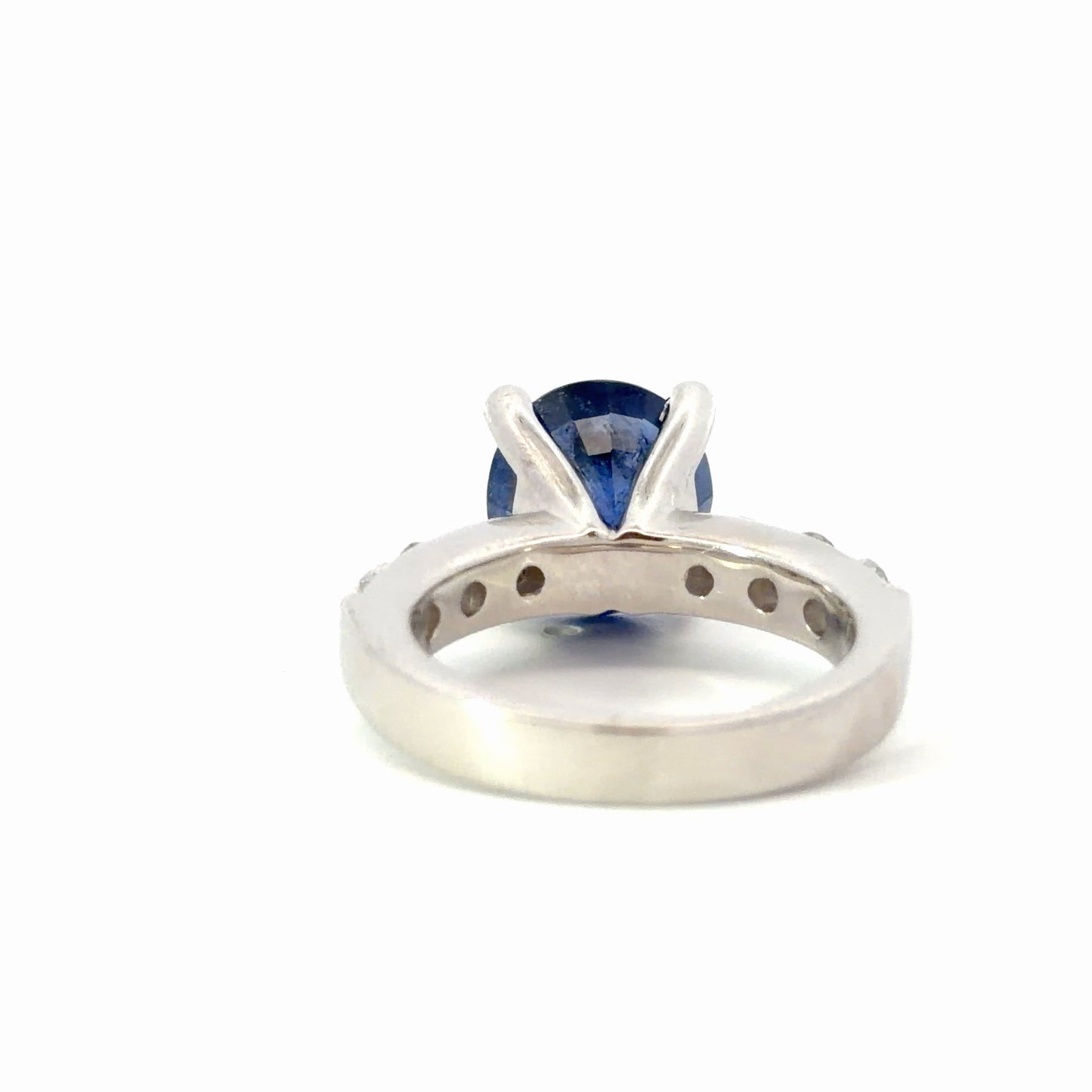 Natural Round Royal Blue Sapphire Solitaire Ring in White Gold