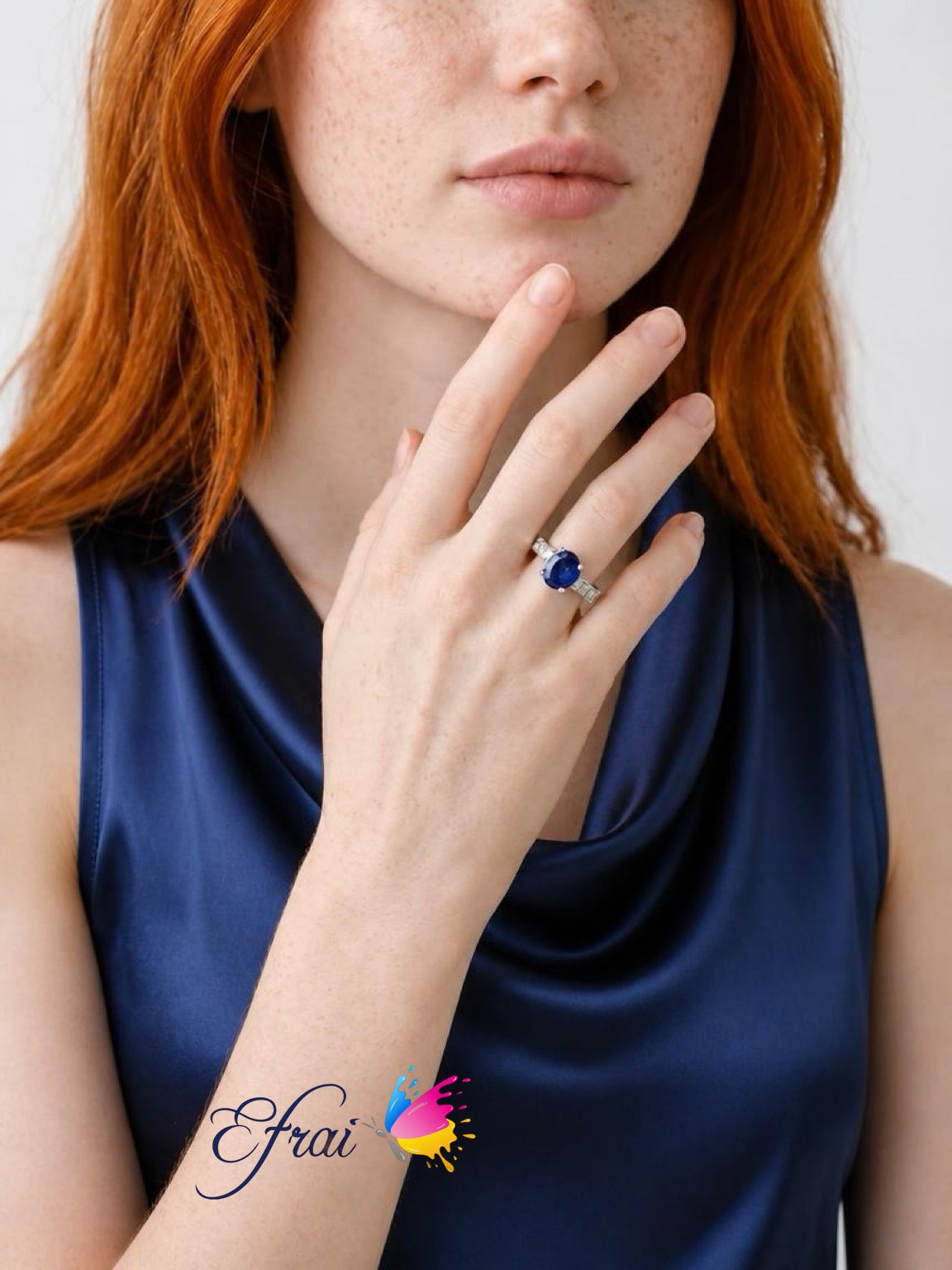 Natural Round Royal Blue Sapphire Solitaire Ring in White Gold
