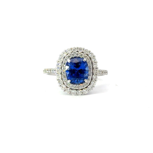 GIA certified natural blue sapphire and diamonds ring