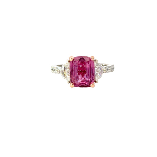 Exquisite GIA Vivid Pink Sapphire and diamonds Ring