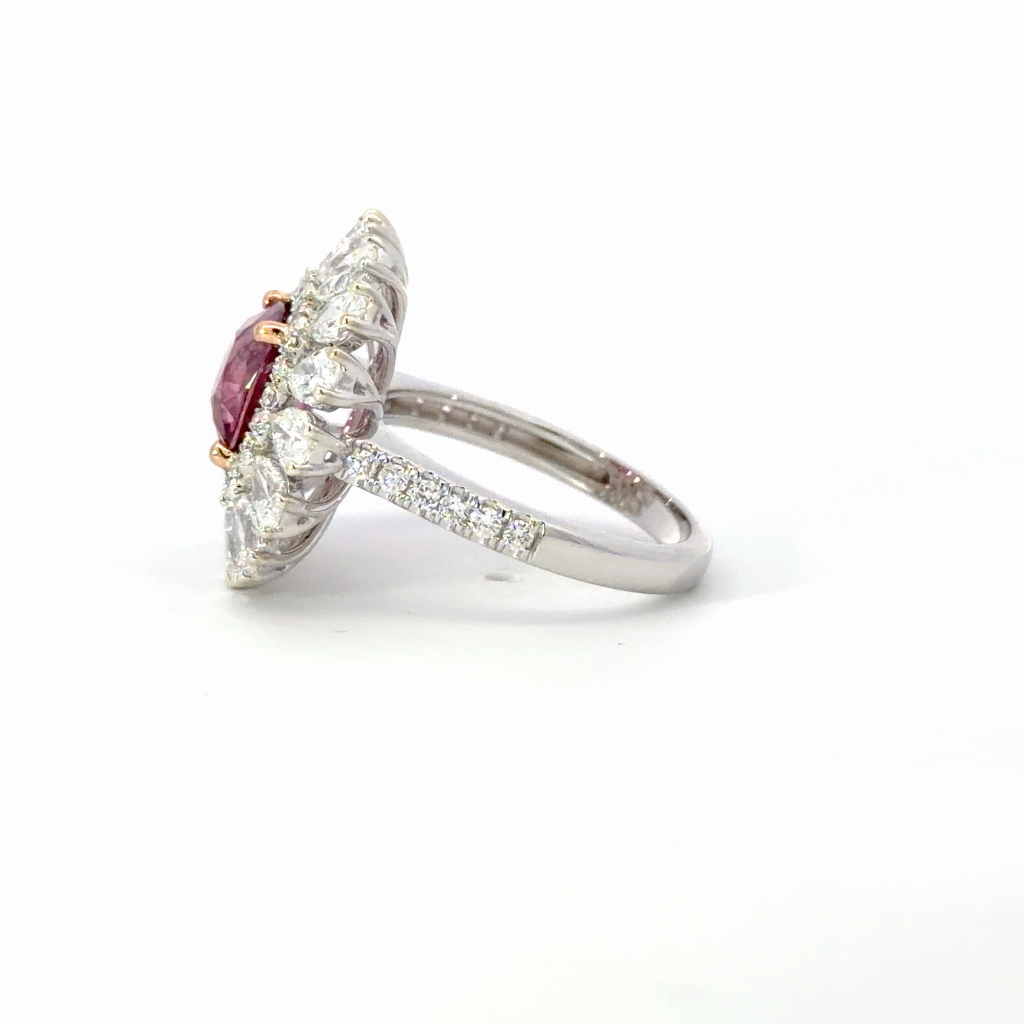 Natural certified NO HEAT pink sapphire and diamonds ring