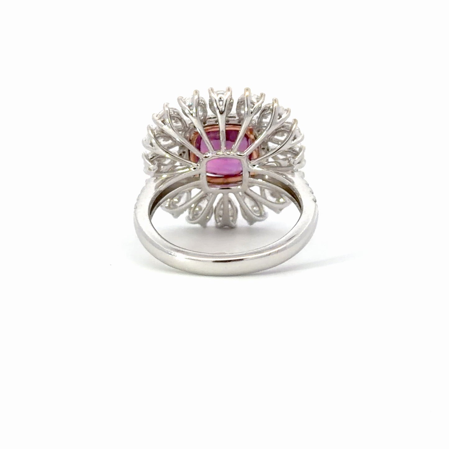 Natural certified NO HEAT pink sapphire and diamonds ring