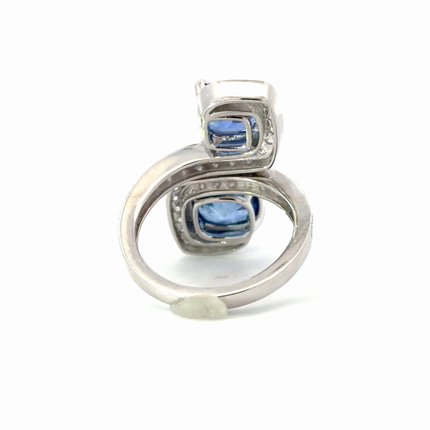 Natural Royal Blue Sapphire Bypass Multi-Stone Ring in White Gold