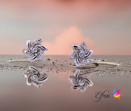 Windwhirl style diamonds earrings
