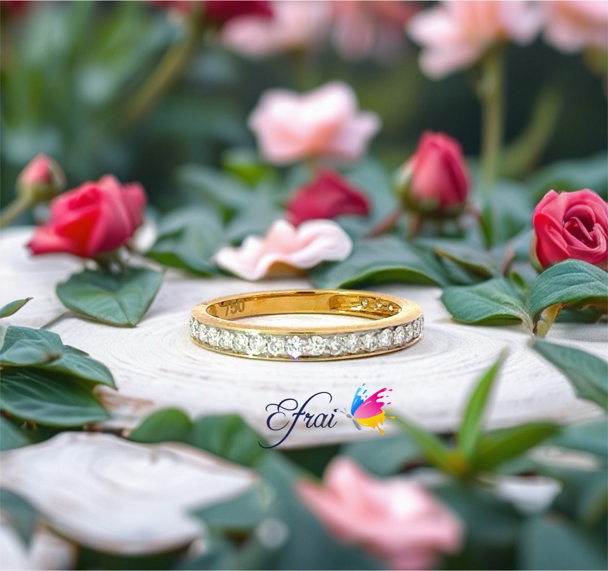 Channel setting diamonds band
