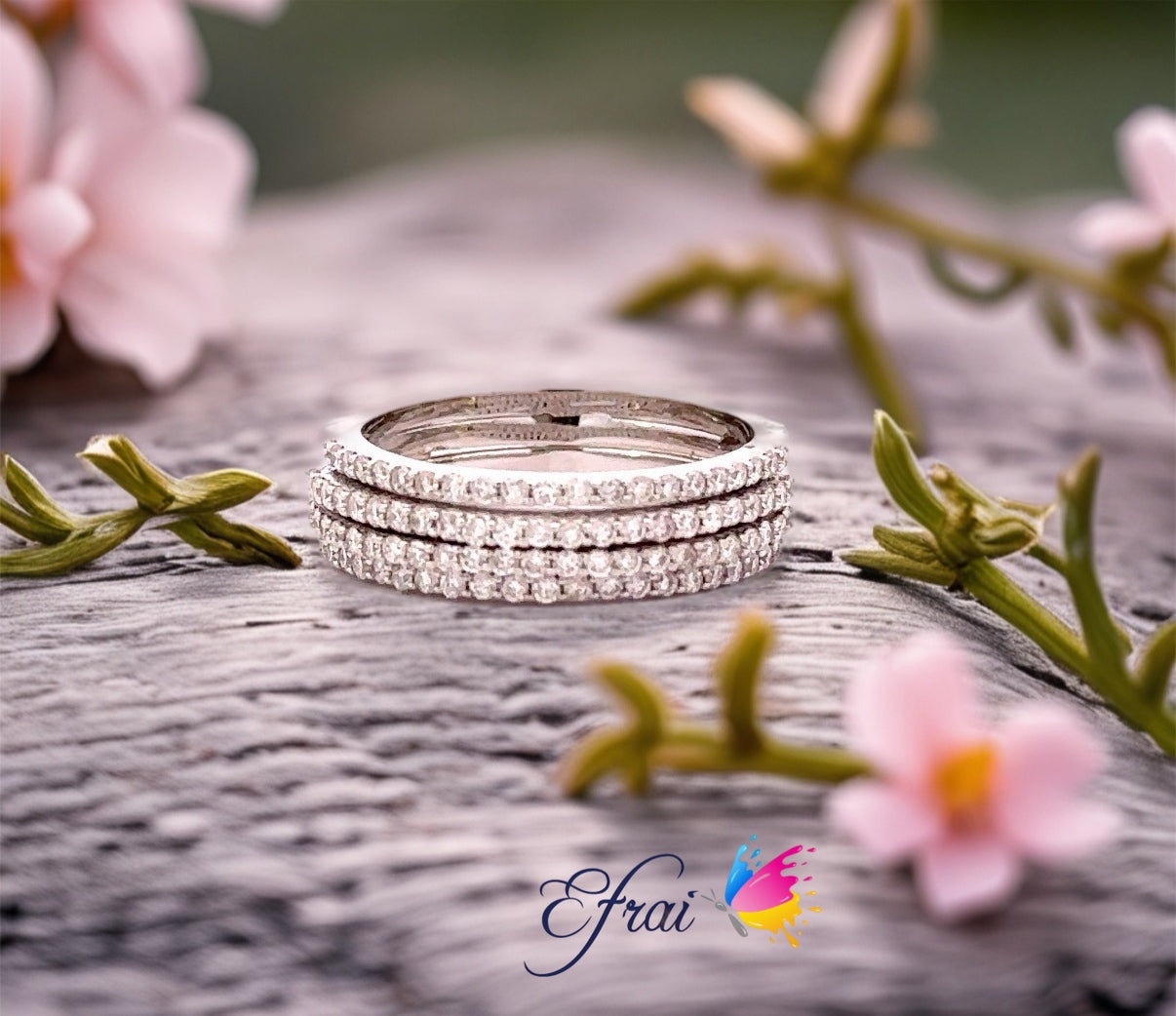 Gorgeous four rows of natural diamonds band