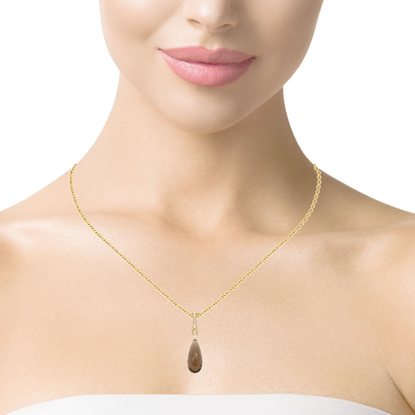 Smoky briolet and diamonds necklace