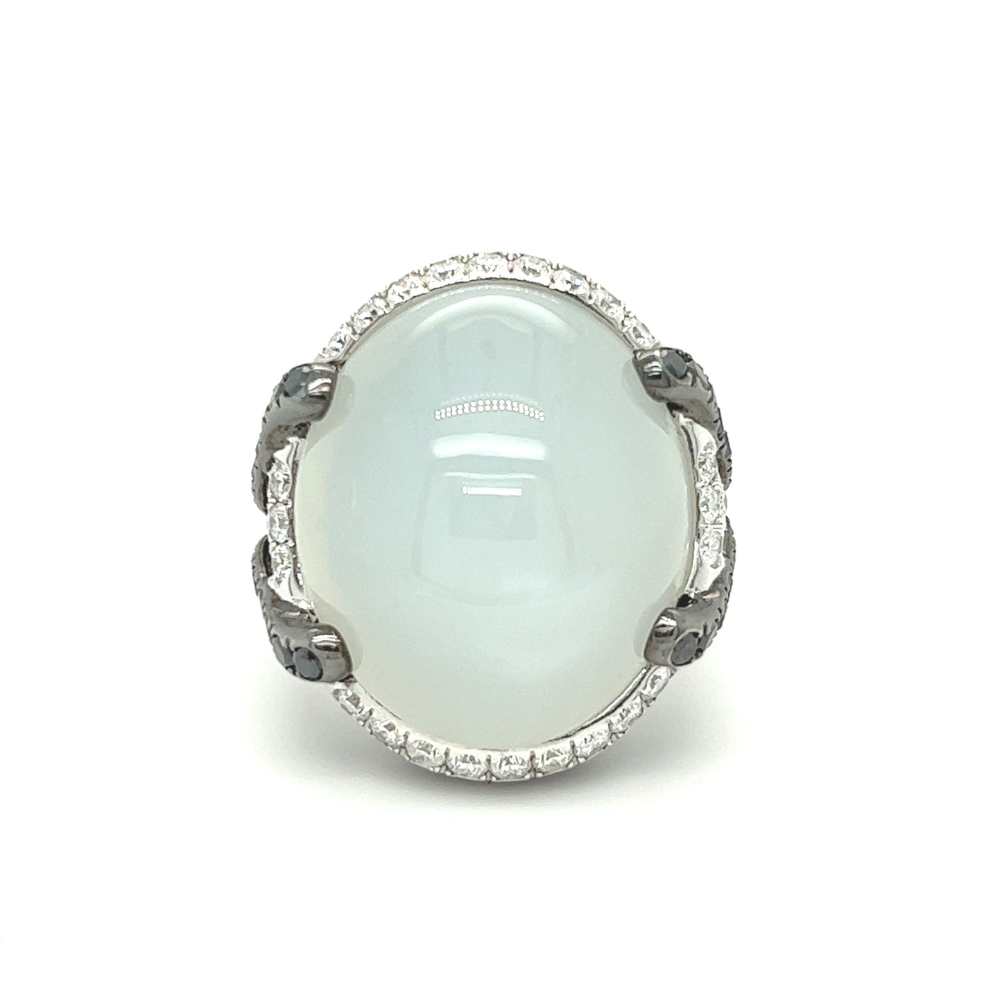 Magnificent uniquely designed natural moonstone and diamonds ring