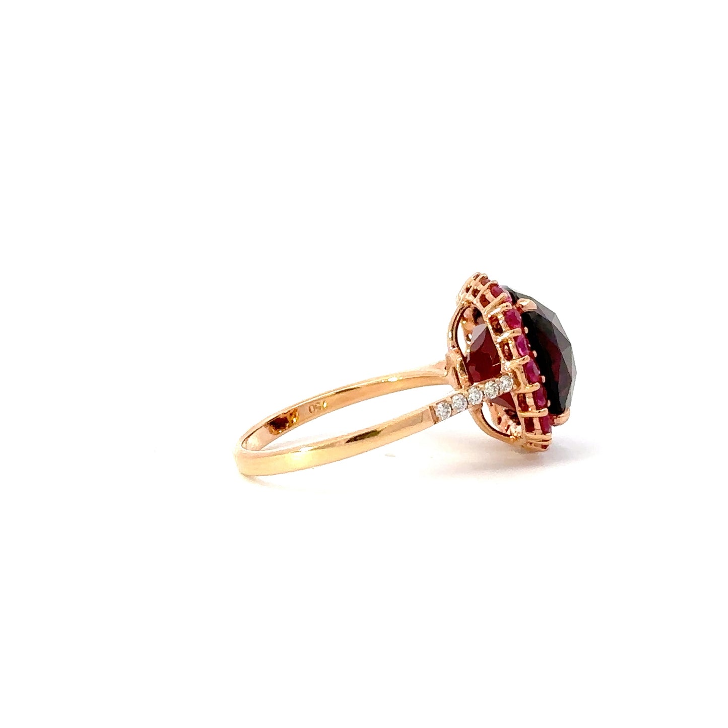 Gorgeous natural deep burgundy garnet diamonds ring