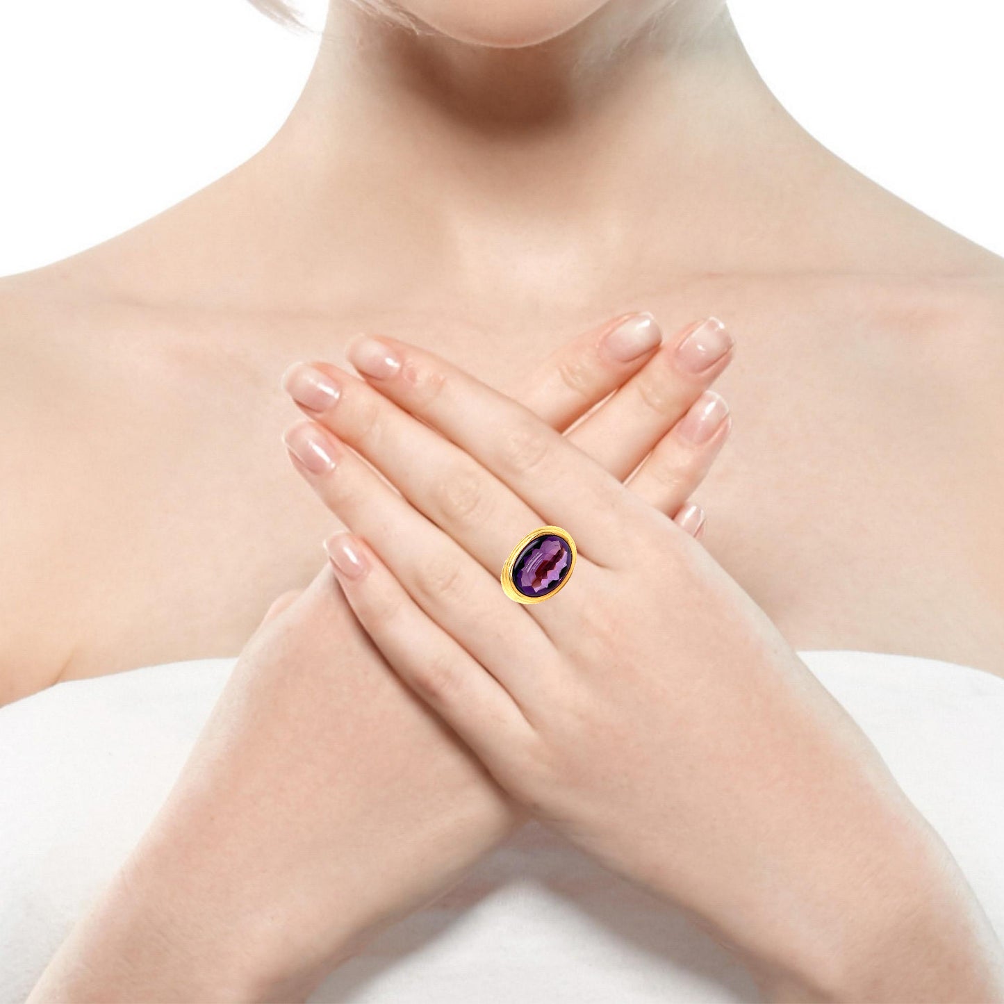 Gorgeous amethyst cabochon ring