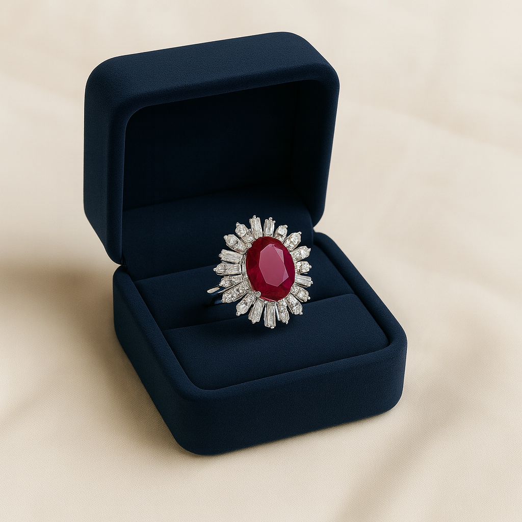 GIA Natural Ruby and diamonds ring
